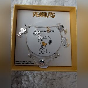 Peanuts Snoopy & Woodstock Silver Plated Charm Bracelet Set - Yellow & Silver